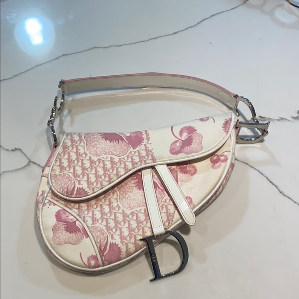 Christian Dior pink and cream small shoulder bag